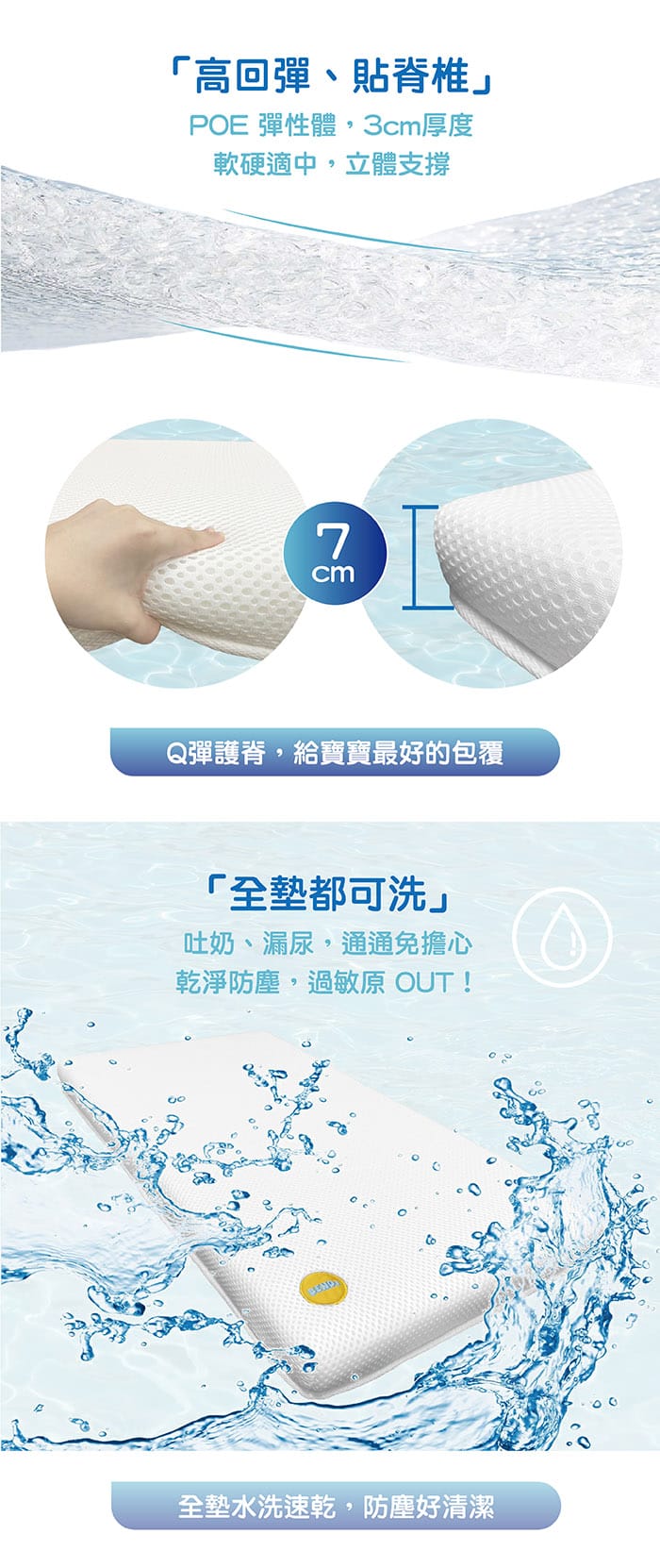 Bendi QQ 透氣水洗床墊-高回彈高支撐性